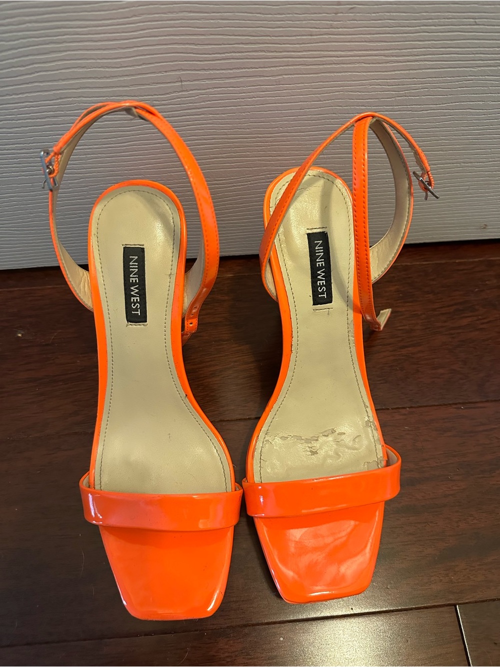 Nine West Orange Strappy Square-Toe Heeled Sandals - Picture 4 of 4